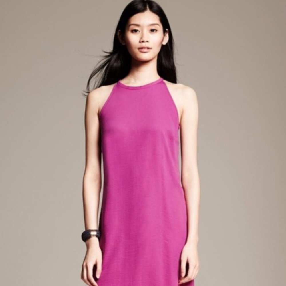 Banana Republic Paradise Halter Dress - Size 2 - Purple/Pink - Solid Con…